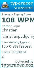 Scorecard for user christianpodgorny