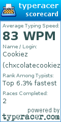 Scorecard for user chxcolatecookiez