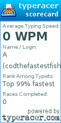 Scorecard for user codthefastestfish