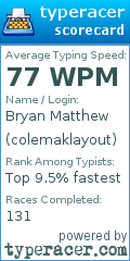 Scorecard for user colemaklayout