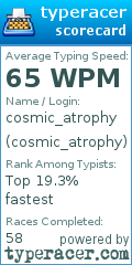 Scorecard for user cosmic_atrophy