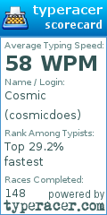 Scorecard for user cosmicdoes