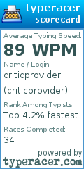 Scorecard for user criticprovider