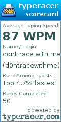 Scorecard for user d0ntracewithme