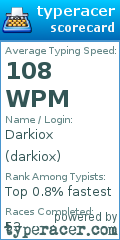 Scorecard for user darkiox