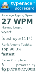 Scorecard for user destroyer1114