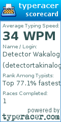 Scorecard for user detectortakinalog