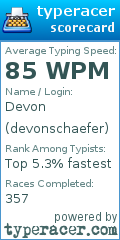 Scorecard for user devonschaefer
