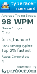Scorecard for user dick_thunder