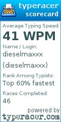 Scorecard for user dieselmaxxx