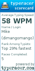 Scorecard for user dimangomango