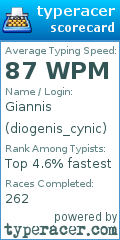 Scorecard for user diogenis_cynic