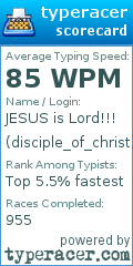 Scorecard for user disciple_of_christ