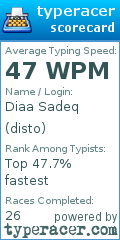 Scorecard for user disto