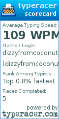 Scorecard for user dizzyfromcoconuts