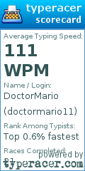 Scorecard for user doctormario11