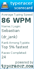 Scorecard for user dr_jenk