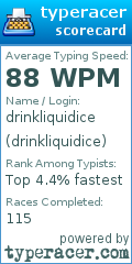 Scorecard for user drinkliquidice