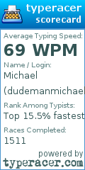 Scorecard for user dudemanmichael