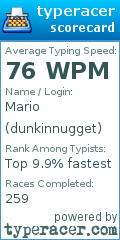 Scorecard for user dunkinnugget