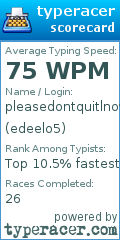 Scorecard for user edeelo5