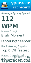 Scorecard for user enteringtheenter