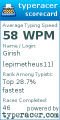 Scorecard for user epimetheus11