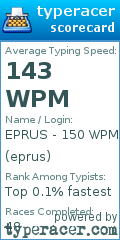Scorecard for user eprus