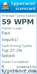 Scorecard for user equi41