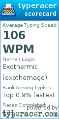 Scorecard for user exothemage