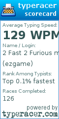 Scorecard for user ezgame