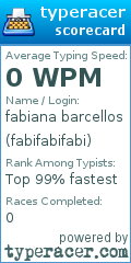 Scorecard for user fabifabifabi