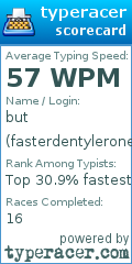 Scorecard for user fasterdentylerone