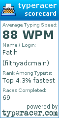 Scorecard for user filthyadcmain