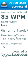Scorecard for user fishermanharold