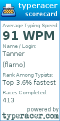Scorecard for user flarno