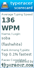 Scorecard for user flashwhite