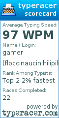 Scorecard for user floccinaucinihilipilification6
