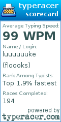 Scorecard for user floooks
