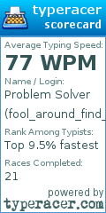 Scorecard for user fool_around_find_out