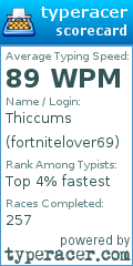 Scorecard for user fortnitelover69