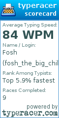 Scorecard for user fosh_the_big_child