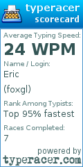Scorecard for user foxgl