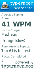 Scorecard for user freegellslow