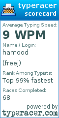 Scorecard for user freej
