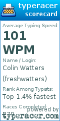 Scorecard for user freshwatters