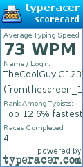 Scorecard for user fromthescreen_123