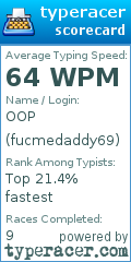 Scorecard for user fucmedaddy69