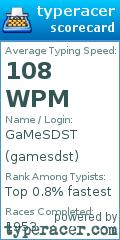 Scorecard for user gamesdst