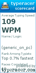 Scorecard for user generic_on_pc